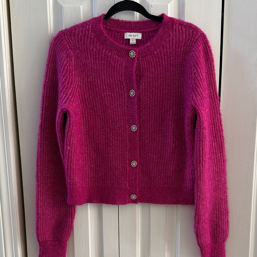 Medium Chic Magenta Cardigan by ON 34th with silver threads